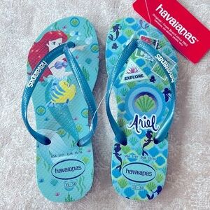 Brand New Havaianas x Disney Ariel Princess Flip Flops Thong Sandals Summer Blue